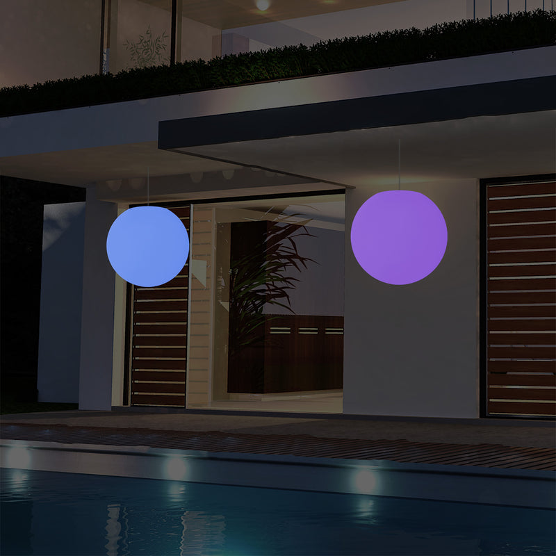 Outdoor Terrace LED Hanging Lamp, Mains Powered 40cm Ball Suspension Lamp, 5V Low Voltage