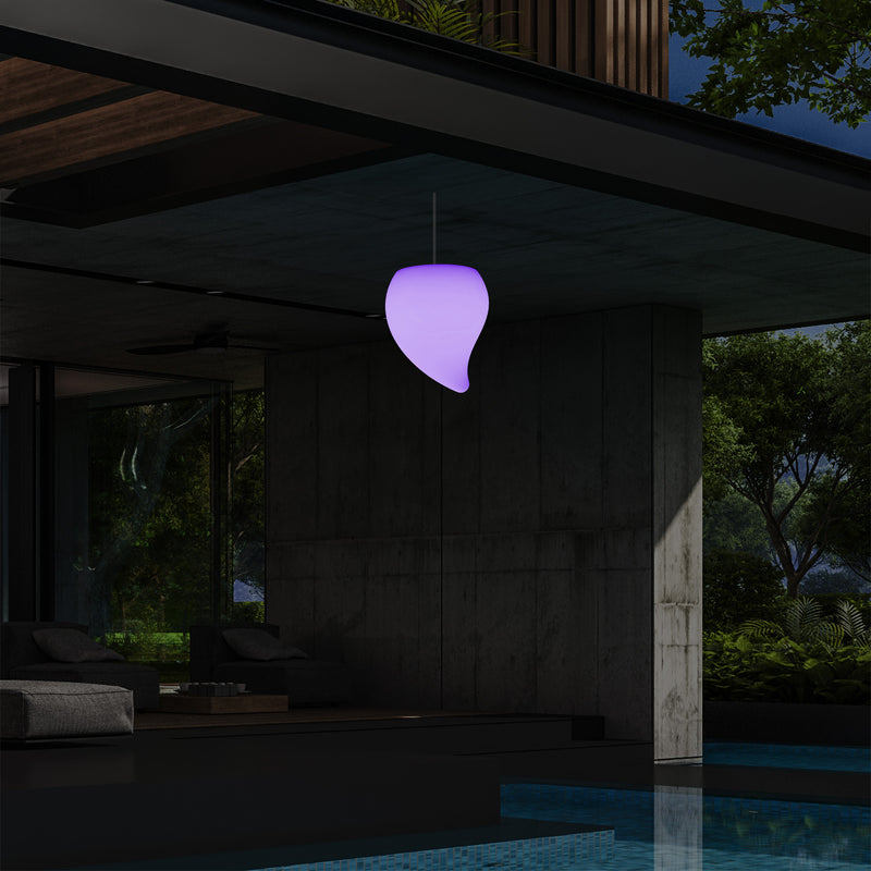 Outdoor Balcony LED Hanging Lamp, Mains Powered 20cm Tear Drop Suspension Lamp, Multicolour