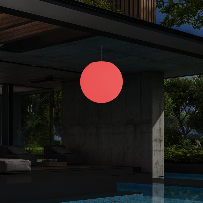 Outdoor Terrace LED Hanging Lamp, Mains Powered 40cm Ball Suspension Lamp, 5V Low Voltage