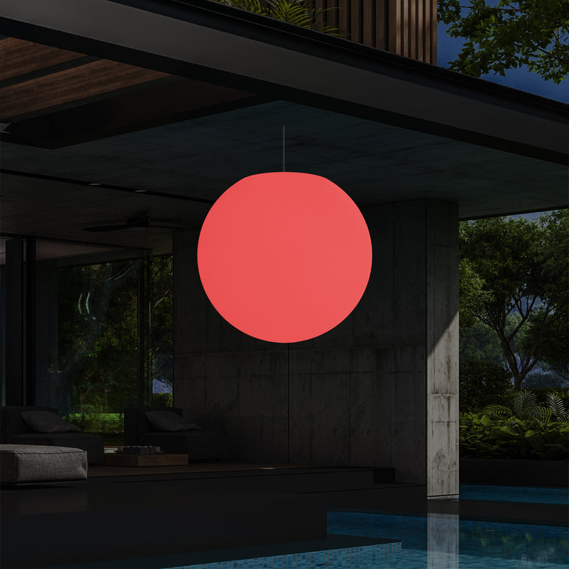 Mains Operated Outdoor Garden Ceiling Light, 50cm LED Sphere Pendant Lamp, Multi Colour