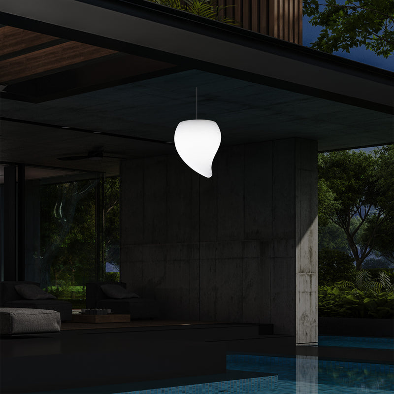 Outdoor Balcony LED Hanging Lamp, Mains Powered 20cm Tear Drop Suspension Lamp, Multicolour