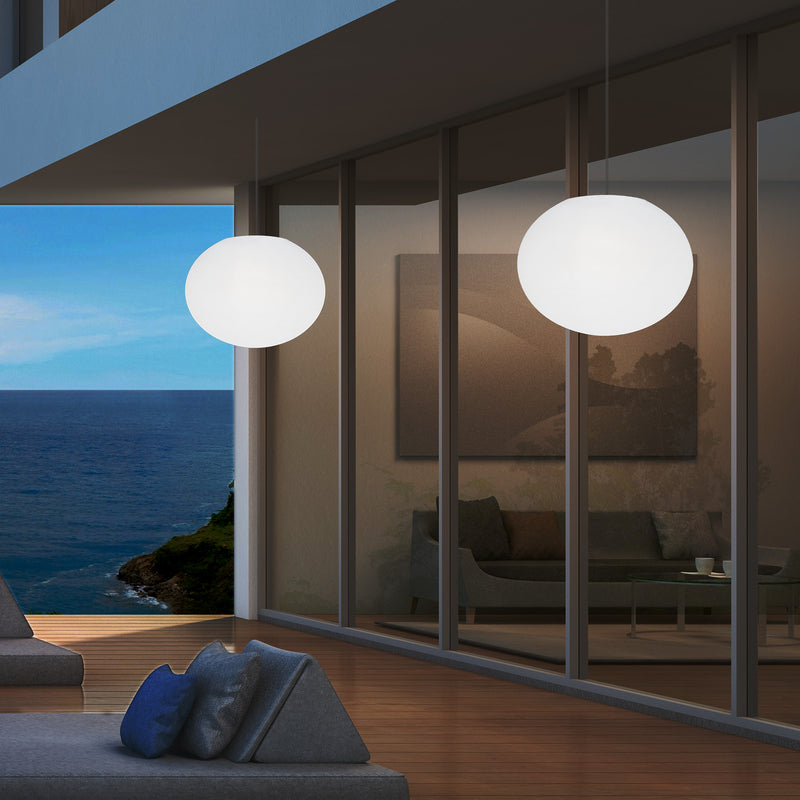External Veranda Suspension Light, Mains Powered LED Ceiling Lamp, 27cm Oval Ellipse, RGB