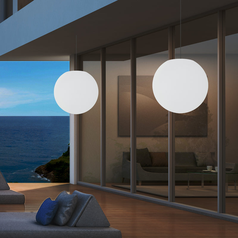 Outdoor Terrace LED Hanging Lamp, Mains Powered 40cm Ball Suspension Lamp, 5V Low Voltage