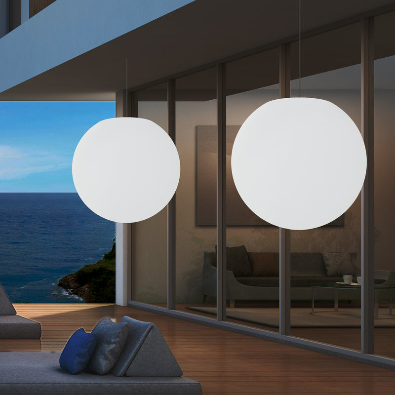 Mains Operated Outdoor Garden Ceiling Light, 50cm LED Sphere Pendant Lamp, Multi Colour
