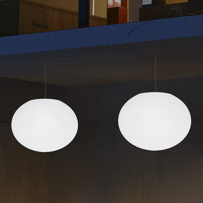 External Veranda Suspension Light, Mains Powered LED Ceiling Lamp, 27cm Oval Ellipse, RGB