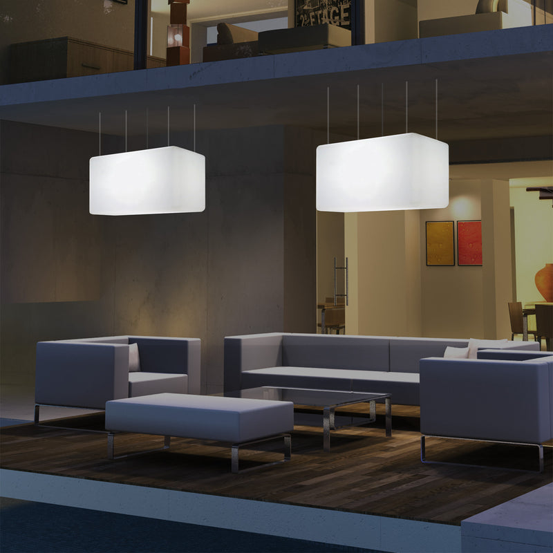 Mains Operated Outdoor Garden Ceiling Light, 55x35 cm LED Linear Island Hanging Lamp, RGB
