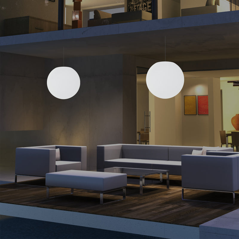 Outdoor Terrace LED Hanging Lamp, Mains Powered 40cm Ball Suspension Lamp, 5V Low Voltage