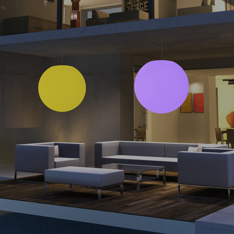 Mains Operated Outdoor Garden Ceiling Light, 50cm LED Sphere Pendant Lamp, Multi Colour