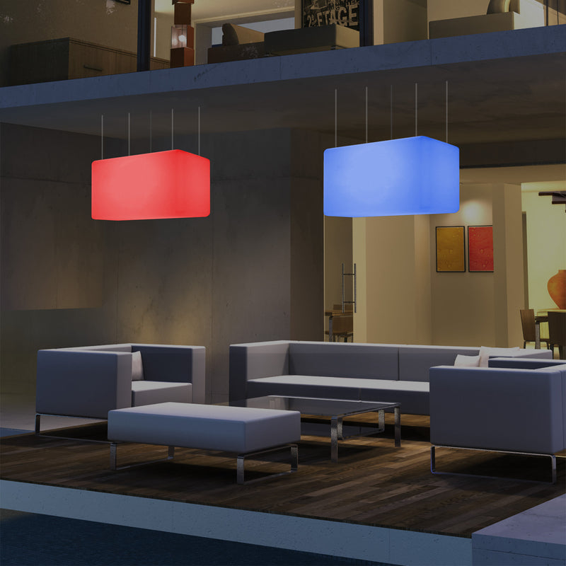 Mains Operated Outdoor Garden Ceiling Light, 55x35 cm LED Linear Island Hanging Lamp, RGB