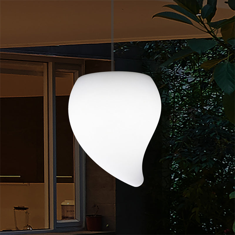 Outdoor Balcony LED Hanging Lamp, Mains Powered 20cm Tear Drop Suspension Lamp, Multicolour