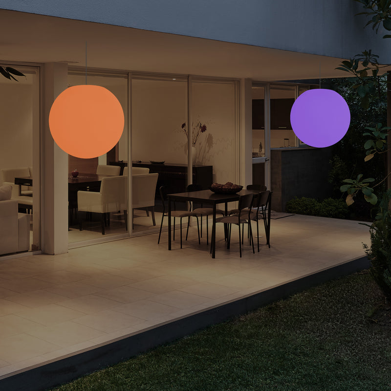 Outdoor Terrace LED Hanging Lamp, Mains Powered 40cm Ball Suspension Lamp, 5V Low Voltage