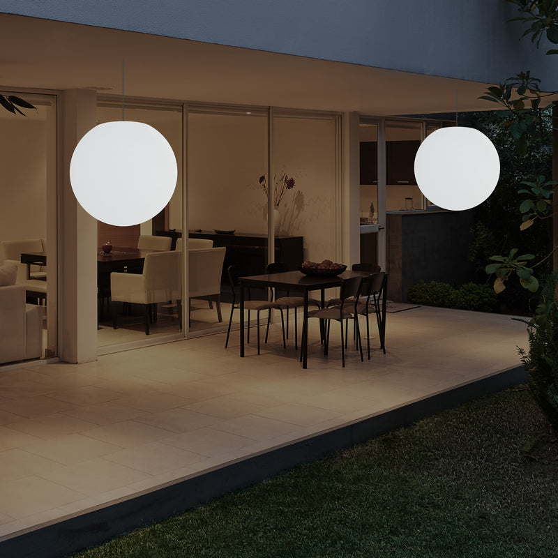 Outdoor Terrace LED Hanging Lamp, Mains Powered 40cm Ball Suspension Lamp, 5V Low Voltage