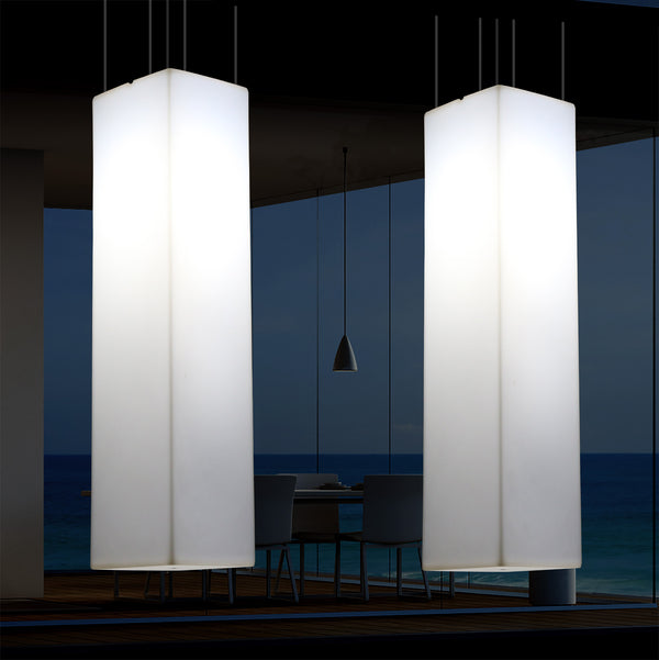 External Terrace LED Pendant Lamp, Mains Powered 180 x 30cm Linear Suspension Lamp, RGB