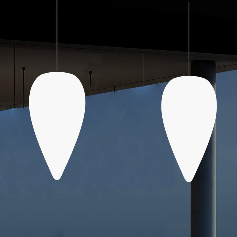 Outdoor Terrace Hanging Light, Mains Powered LED Ceiling Lamp, 37cm Water Drop, RGB
