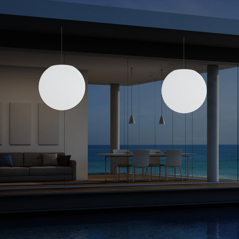 Outdoor Terrace LED Hanging Lamp, Mains Powered 40cm Ball Suspension Lamp, 5V Low Voltage