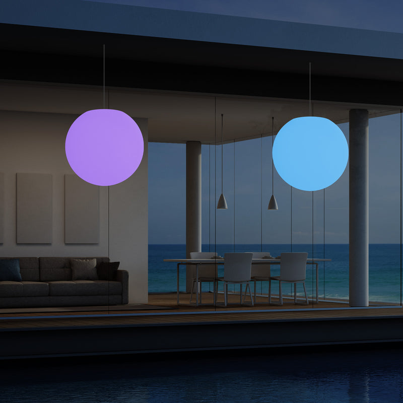 Outdoor Terrace LED Hanging Lamp, Mains Powered 40cm Ball Suspension Lamp, 5V Low Voltage