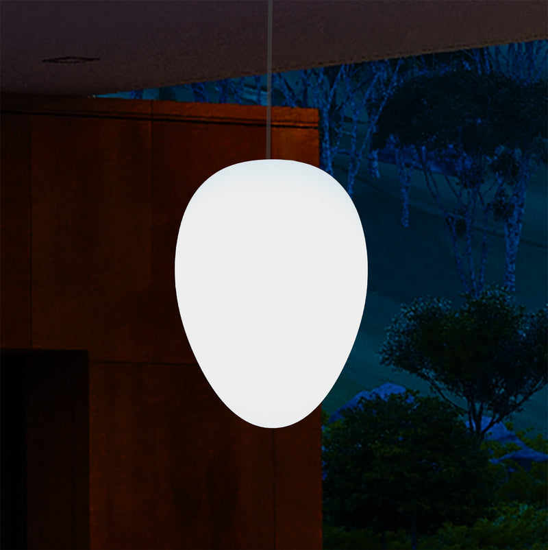 Mains Operated Garden Patio Ceiling Light, 37cm LED Egg Hanging Lamp, RGB