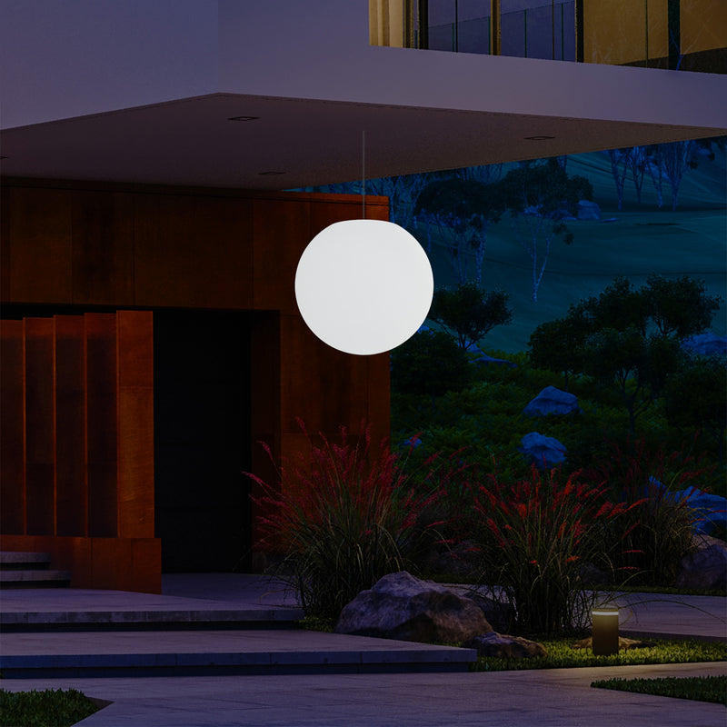Outdoor Terrace LED Hanging Lamp, Mains Powered 40cm Ball Suspension Lamp, 5V Low Voltage