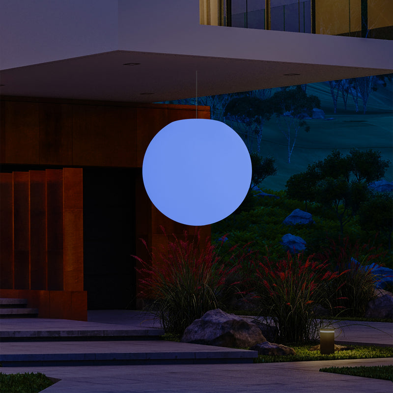 Mains Operated Outdoor Garden Ceiling Light, 50cm LED Sphere Pendant Lamp, Multi Colour