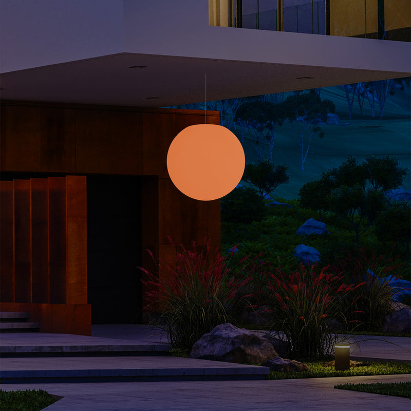 Outdoor Terrace LED Hanging Lamp, Mains Powered 40cm Ball Suspension Lamp, 5V Low Voltage