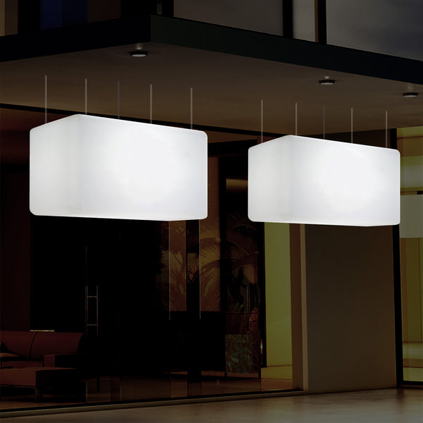 Mains Operated Outdoor Garden Ceiling Light, 55x35 cm LED Linear Island Hanging Lamp, RGB