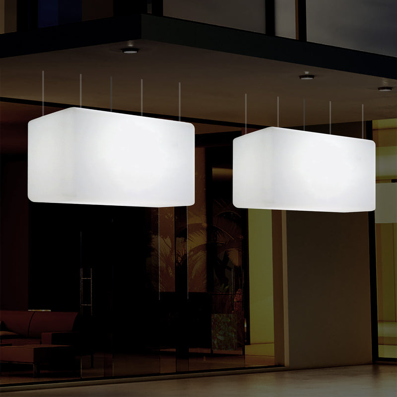 Mains Operated Outdoor Garden Ceiling Light, 55x35 cm LED Linear Island Hanging Lamp, RGB