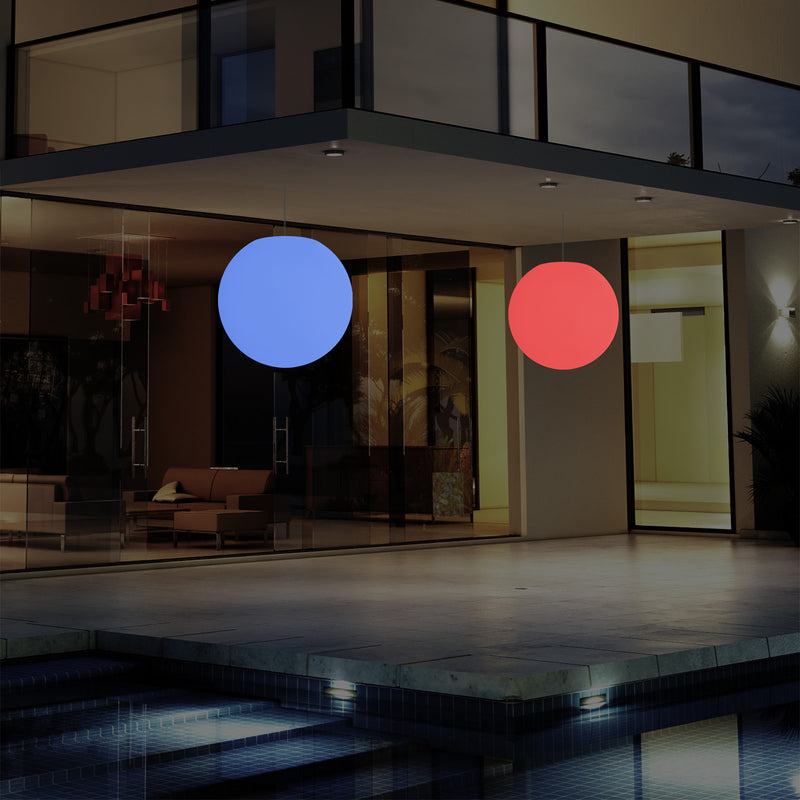 Outdoor Terrace LED Hanging Lamp, Mains Powered 40cm Ball Suspension Lamp, 5V Low Voltage