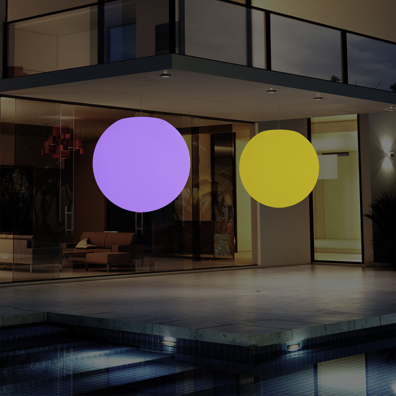 Garden Patio Hanging Light, Mains Powered LED Ceiling Lamp, 60cm Globe, RGB
