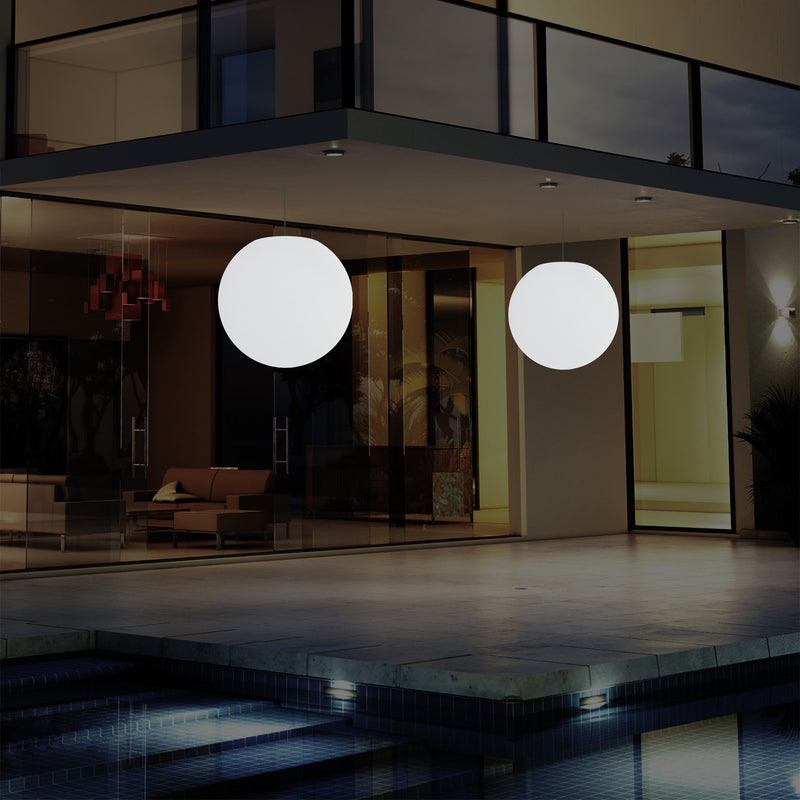 Outdoor Terrace LED Hanging Lamp, Mains Powered 40cm Ball Suspension Lamp, 5V Low Voltage