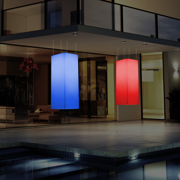 Mains Operated Outdoor Veranda Ceiling Light, 110 x 30cm LED Column Pendant Lamp, RGB