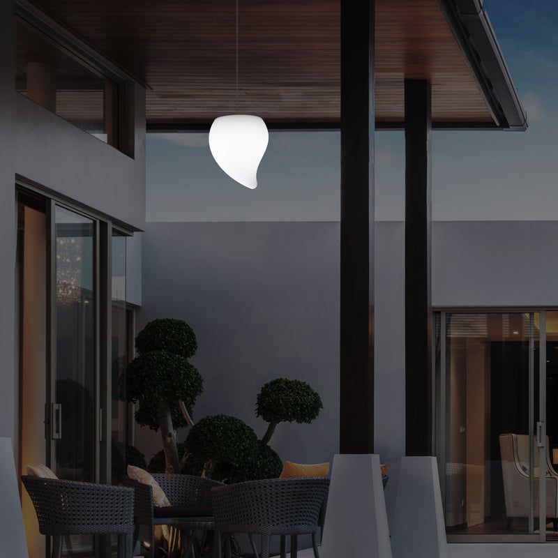 Outdoor Balcony LED Hanging Lamp, Mains Powered 20cm Tear Drop Suspension Lamp, Multicolour