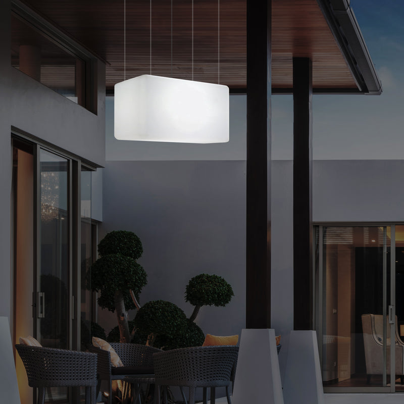 Mains Operated Outdoor Garden Ceiling Light, 55x35 cm LED Linear Island Hanging Lamp, RGB