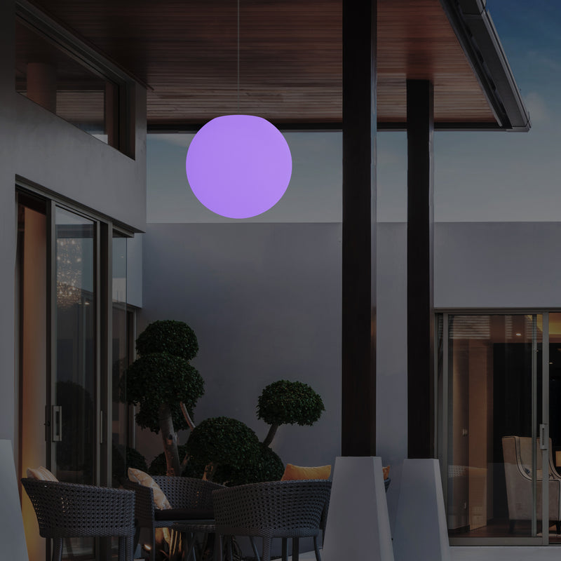 Outdoor Terrace LED Hanging Lamp, Mains Powered 40cm Ball Suspension Lamp, 5V Low Voltage