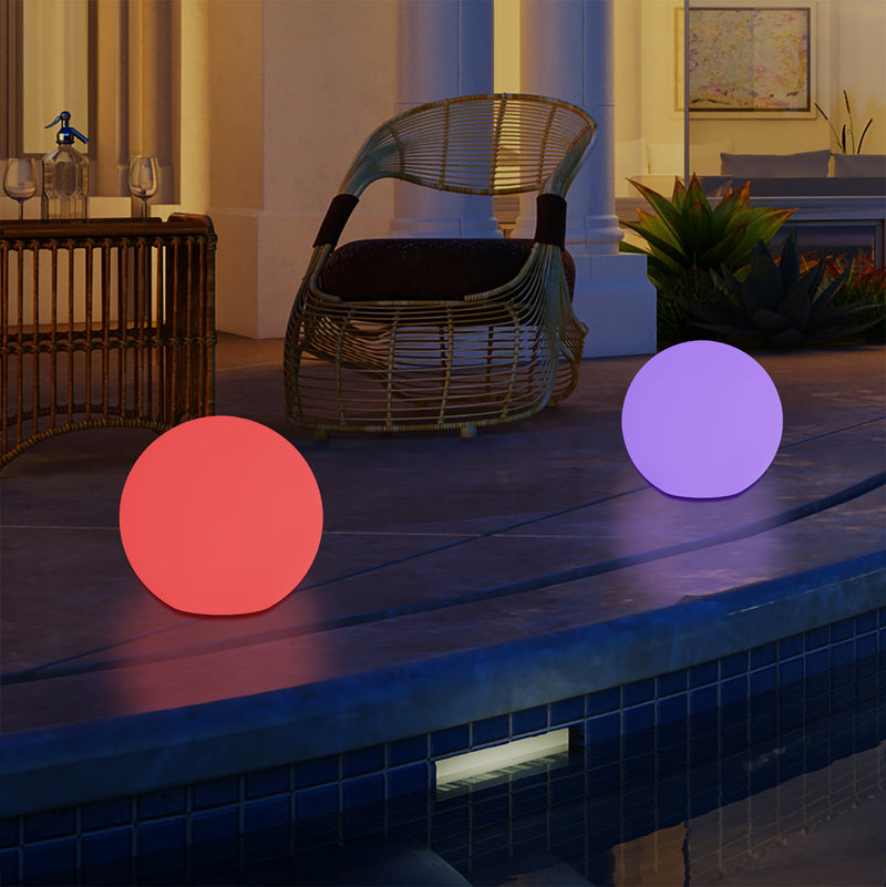 Mains Powered 5V Outdoor LED Garden Lamp, 25cm Orb Sphere Mood Light, Colour Changing
