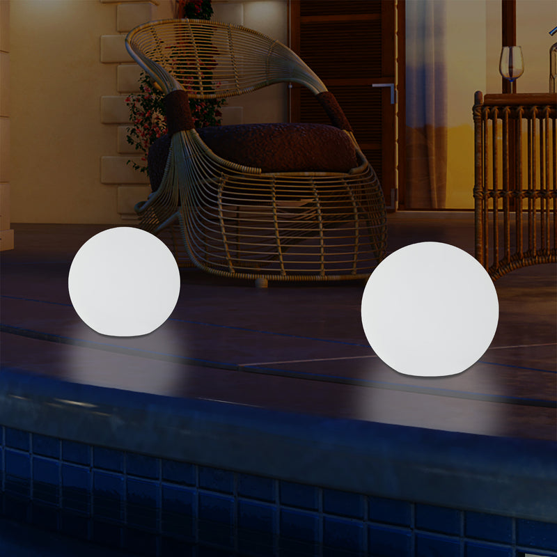 Outdoor Mains Powered LED Ball Sphere Ambient Light for Garden, 5V DC Low Voltage, 15cm