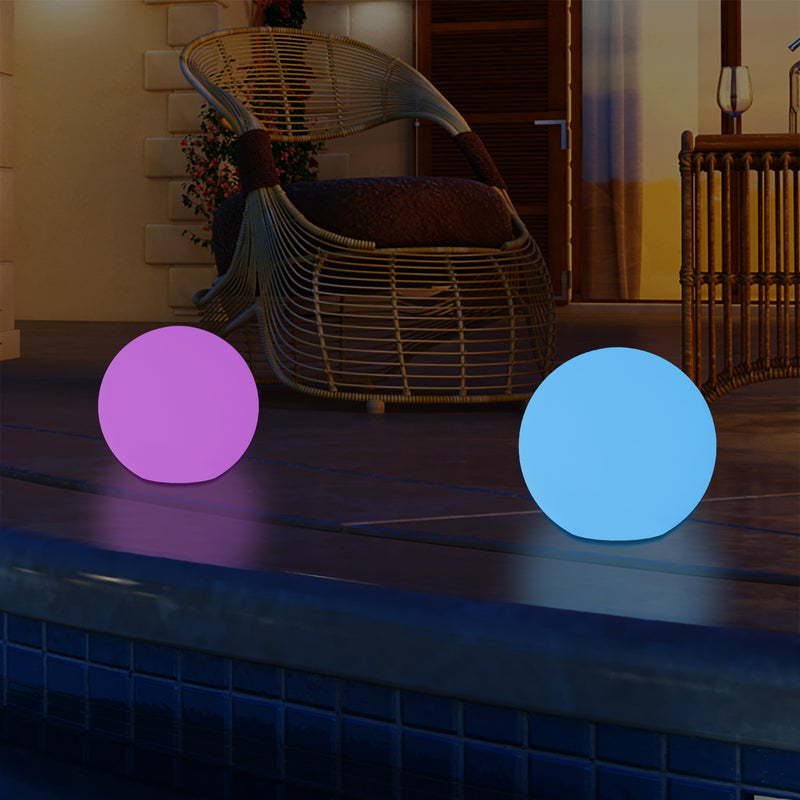 Mains Powered 5V Outdoor LED Garden Lamp, 25cm Orb Sphere Mood Light, Colour Changing
