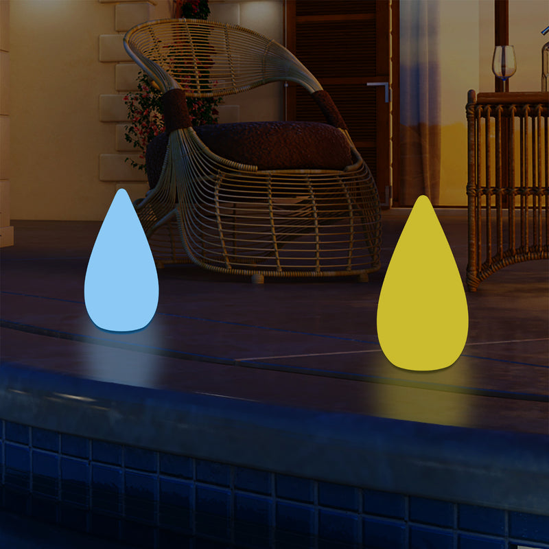 37cm LED Water Drop Light, Mains Powered Outdoor Garden Patio Floor Lamp, Multicolour