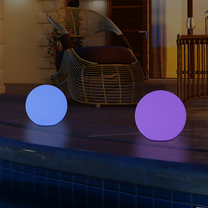Mains Powered 5V Outdoor LED Garden Lamp, 25cm Orb Sphere Mood Light, Colour Changing
