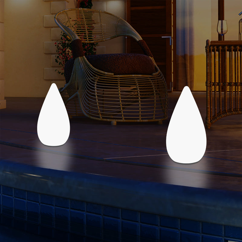 37cm LED Water Drop Light, Mains Powered Outdoor Garden Patio Floor Lamp, Multicolour
