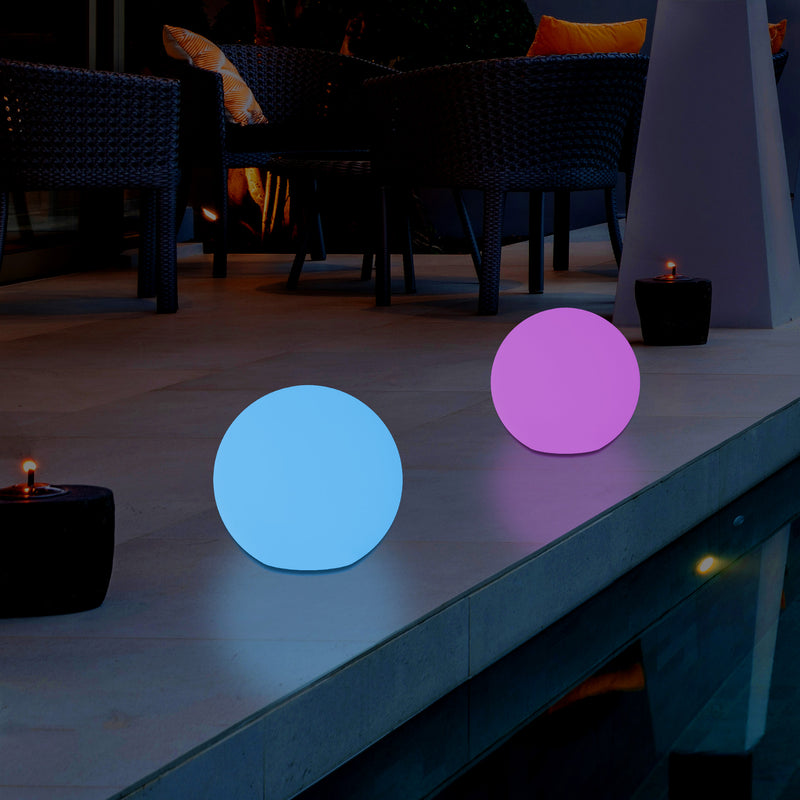 Mains Powered 5V Outdoor LED Garden Lamp, 25cm Orb Sphere Mood Light, Colour Changing