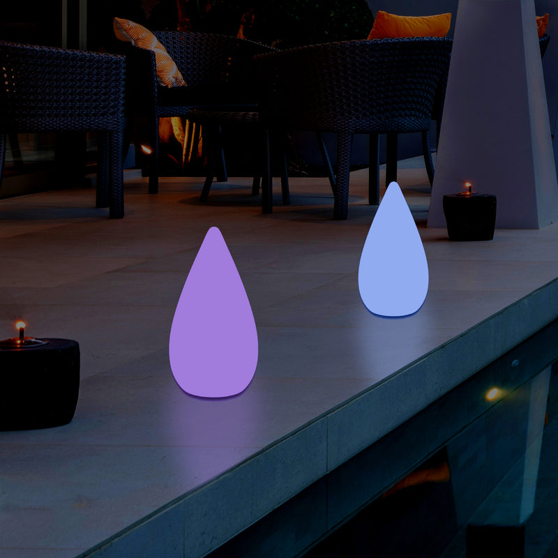 37cm LED Water Drop Light, Mains Powered Outdoor Garden Patio Floor Lamp, Multicolour