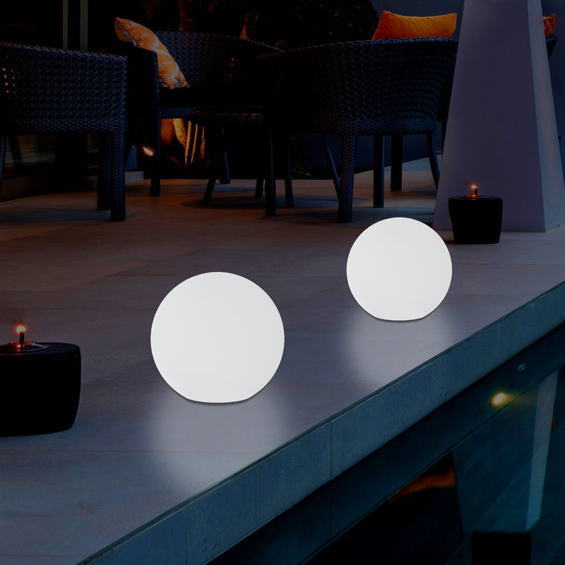 Outdoor Mains Powered LED Ball Sphere Ambient Light for Garden, 5V DC Low Voltage, 15cm