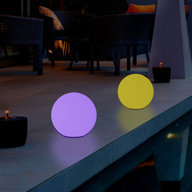 Outdoor Mains Powered LED Ball Sphere Ambient Light for Garden, 5V DC Low Voltage, 15cm