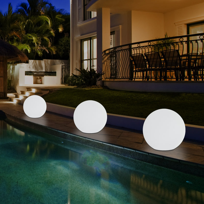 Outdoor Mains Powered LED Ball Sphere Ambient Light for Garden, 5V DC Low Voltage, 15cm