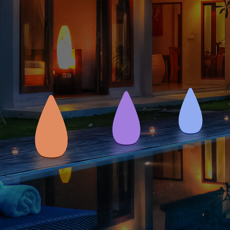 37cm LED Water Drop Light, Mains Powered Outdoor Garden Patio Floor Lamp, Multicolour