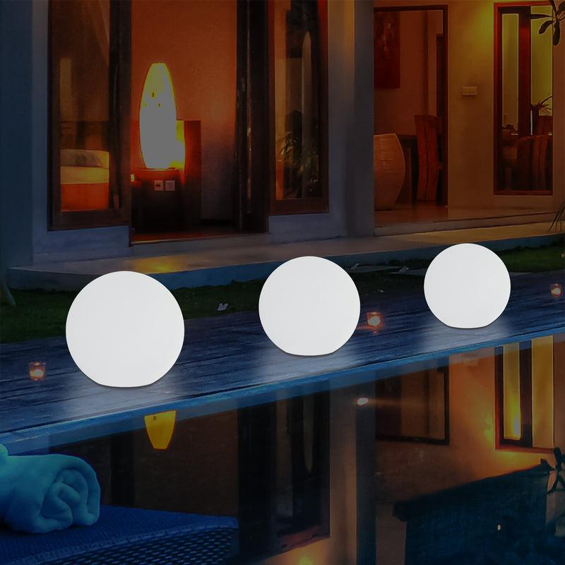 Outdoor Mains Powered LED Ball Sphere Ambient Light for Garden, 5V DC Low Voltage, 15cm