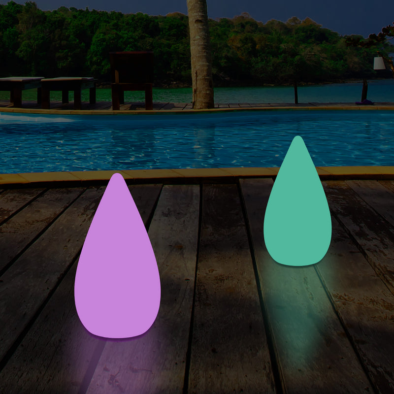 37cm LED Water Drop Light, Mains Powered Outdoor Garden Patio Floor Lamp, Multicolour