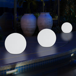 Outdoor Mains Powered LED Ball Sphere Ambient Light for Garden, 5V DC Low Voltage, 15cm
