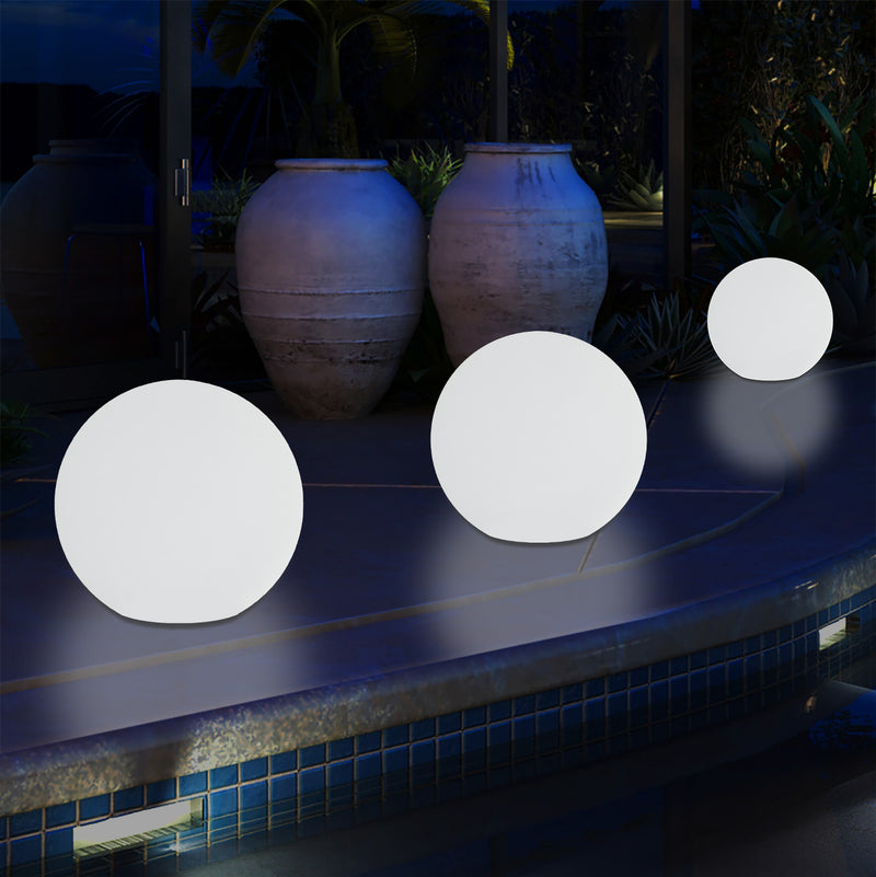 Outdoor Mains Powered LED Ball Sphere Ambient Light for Garden, 5V DC Low Voltage, 15cm
