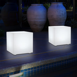 15cm LED Cube Bedside Night Lamp, Rechargeable RGB Modern Table Centre Lighting